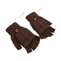 Miniatyrbilde 7 av 8: USB-oppvarmede hansker Full Half Fold Back Varme Oppvarmede Vinterstrikkede Fingerløse Hansker for Hjemmekontor Brun
