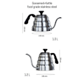 Miniatyrbillede 4 af 5: Kaffekedel 1,2L Rustfrit Stål Hæld Over Kaffekande