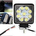 Miniatyrbillede 2 af 5: 2 stk. 3 tommer 27W Firkantet Arbejdslys LED Lysbjælke, Bred Stråle Arbejdslys til Offroad Lastbil SUV og 4x4 Tågelygter