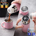Miniatyrbild 3 av 4: Termosflaska 410ML, Återanvändbar Resemugg Kaffekopp med Lock Isolerad Vattenflaska (410ML/ 13.87OZ, Rosa)