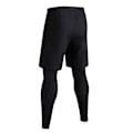 Miniatyrbilde 4 av 8: Herre 2 i 1 atletiske leggings løpebukser elastiske hurtigtørkende treningsbukser med lommer for utendørs sport svart L