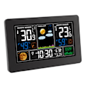 Miniatyrbild 2 av 8: Väderklocka Stor Färgskärm Multifunktionell Väderdisplay Klocka för Inomhus Utomhus Temperatur Luftfuktighet Tryck EU-kontakt 100‑240V