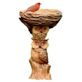 Miniatyrbillede 1 af 5: Hindbær Fuglefoderbræt, Fuglebad, Ugle Stil Udendørs Fuglevander, Håndlavet Resin Håndværk, 14*14*22cm