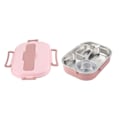 Miniatyrbild 3 av 8: Lunchlåda i rostfritt stål 4-Grid Bärbar Bento Box Matförvaringsbehållare för Student Vuxen4-Grid Lunchlåda med soppskål: Rosa