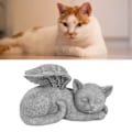 Miniatyrbilde 5 av 8: Minnesmerke for kjæledyr - Statue av sovende engel i harpiks for hage - Dekorasjon for kjæledyrgravsted - Engel - Katt