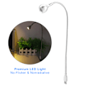 Pikkukuva 6 / 8: 1 W pitkä, joustava kaula kannettava USB LED-valo yölukulamppu (hopea, lämmin valkoinen)