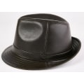 Miniatyrbild 3 av 3: Mörkbrun Trilby-hatt i syntetiskt läder för män