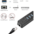 Miniatyrbild 5 av 5: 3 Port USB 3.0 HUB till RJ45 Gigabit Ethernet 10/100/1000 Mbit USB Ethernet Adapter för Macbook, Surface Pro, Chromebook