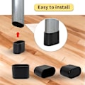 Miniatyrbild 3 av 4: Förpackning med 8 Ovala Mjuka PVC Stolsbensskydd 25 X 50 Mm (1\" X 2\"), Svart