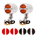 Miniatyrbillede 2 af 8: 1 par motorcykel LED blinklys dobbelt farve indikator blinklys 12V universel til motorcykel elektroplettering