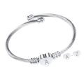 Miniatyrbillede 2 af 8: Hjerteformet bogstav A vedhæng armbånd kvinder piger titan stål justerbar elegant armbånd stål farve