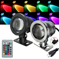Pikkukuva 2 / 5: Musta + Hopea Uima-allasvalo 10W RGB-kaukosäätimellä IP65 85-265V LED Spotti Akvaario Vedenalainen Lamppu Upotettava Valaistusprojektori Ulkokäyttöön L