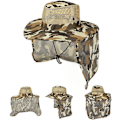 Miniatyrbilde 2 av 5: Fiskehatt for utendørs bruk med kamuflasjeklaff, ørebeskyttelse, kamuflasjeskygge, vanntett caps for jakt, fotturer, camping, 1 stk.
