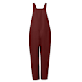 Miniatyrbillede 4 af 5: Casual Løs Dame Dungarees: Komfortabel Bomuld Linned Jumpsuit XL Rød