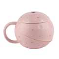 Miniatyrbillede 5 af 8: 400 ml sød astronaut krus ergonomisk håndtag keramisk kop med låg ske til kaffe te mælk pink