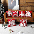 Miniatyrbilde 4 av 5: Christmas1 Juleputevar i Lin med Snøfnuggmønster Dekorativt Broderi Soverom Putetrekk Stue Kontorer Kafé Balkong Sofa