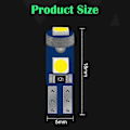 Miniatyrbilde 3 av 5: T5 LED-lyspære (pakke med 10, hvitt lys) T10 3030 3smd 3led instrumentlys, egnet for internt speedometer, instrumentpanel, indikatorlys