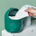 Miniatyrbilde 5 av 5: Mini søppelbøtte for kontor, mini søppelbøtte med svinglokk, søt kontorsøppelbøtte for kontor, studenthybel, nattbord (grønn)