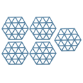 Miniatyrbilde 6 av 8: 5 stk Silikon Hexagon Plassmatte Varmeisolasjon Tallerken Kopp Skål Matte for Spisebord Blå