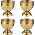 Miniatyrbilde 1 av 4: Eggeglass Sett Rustfritt Stål Mykkokte Eggeglass Holder Stativ Eggeglassbrett Inkluderer 4 STK (Gull)