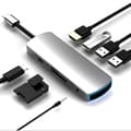 Miniatyrbilde 4 av 8: 8-i-1 dokkingstasjon multifunksjonell Type-C til HDMI-hub med PD-lading og lys