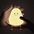 Miniatyrbillede 1 af 5: 1 stk. Pæreformet Lampe LED Natlampe Genopladelig Silikone Mini Bordlampe med 7 Farveskift ved Tapning, Sengelampe, 132*110*152mm