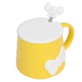 Miniatyrbillede 8 af 8: 400 ml sød sløjfe keramisk te mælk vand kop kaffe krus med låg rustfrit stål ske til hjemmet ferie gaver gul