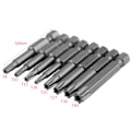Pikkukuva 2 / 7: 8 kpl 1/4" kuusiovarsi T8-T40 50mm pitkä teräsmagneettinen turvatähti ruuvitaltan set