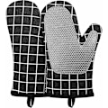 Miniatyrbillede 1 af 5: Ovnhandsker, Silikone Bomuld Varmebestandige Ovnhandsker, Skridsikkert Silikonedesign, Velegnet til Bagning, Grilning (Sort)