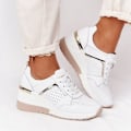 Miniatyrbillede 3 af 3: Hvide Lace-Up Wedge Vulcaniserede Casual Sneakers til Kvinder