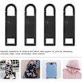 Miniatyrbild 3 av 5: Dragflikar med dragkedja - 5-pack | Ersättning Zip Fixer | Reparera kläder, resväska, ryggsäck | DIY Craft | Svart