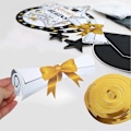 Miniatyrbillede 3 af 5: 2021 Guld Sort Sølv Dimissionspynt Hængende Hvirvler Tillykke Dimittend Banner Sort Dimission C