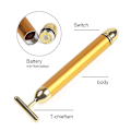 Miniatyrbillede 4 af 5: Gylden 24k Elektrisk Ansigtsmassager Sæt med 3D Rulle og T-Formet Rulle - Hudpleje Værktøjer
