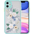 Miniatyrbillede 1 af 4: Kompatibel iPhone 11 Case med Blomster Klar Frosted PC Bagside Blomsterdesign Piger Kvinder og Blød TPU Beskyttende Silikone Slim Case til iPhone 11 - Blå