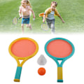 Pikkukuva 5 / 8: Lasten sulkapallomaila, liukumaton, kestävä, joustava, kannettava tennismailasetti lapsille, 2 mailaa, 2 palloa, sininen, keltainen