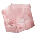 Miniatyrbilde 4 av 8: Luxury Princess 3 sideåpninger Stolpeseng Gardin Baldakin Netting Myggnett sengetøy (rosa M)