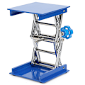 Miniatyrbillede 6 af 8: 100 x 100 mm blå galvaniseret aluminium laboratorieløfteplatform stativ stativ sakseløfter