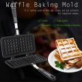 Miniatyrbillede 3 af 8: Dual Head Husholdningskøkken Gas NOn Stick Vaffelmaskine Pan Form Form Presse Plade Bageværktøj