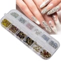 Miniatyrbillede 4 af 8: 12 Grids Nail Art Rhinestones DIY Negle Decoration Glitter Rhinestones Manicure Tool