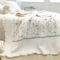 Miniatyrbild 1 av 5: Bomullstäcke Ren färg Hemmode Elegant Tencel Broderimönster Bomull Sommar Kyltäcke Vit 2 X Örngott 48x74cm