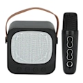Miniatyrbild 2 av 8: Mini Karaoke Maskin Bärbar Bluetooth Högtalare Med Trådlös Mikrofon Bas Diskant Justering Svart