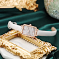 Miniatyrbillede 4 af 5: Watch Small Elegant Vintage Simple Style Rektangel Rustfrit Stål Moderigtigt Armbåndsur Til Kvinder Hvid