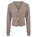 Miniatyrbillede 1 af 5: Moderne Ensfarvet Casual Cardigan til Kvinder - 15 Farver M Khaki