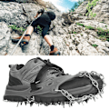 Miniatyrbillede 5 af 8: 1 par universelle 19 tænder Anti Slip Ice Cleat Sko Greb Spikes Klamper Crampons til Vandring Klatringgrå