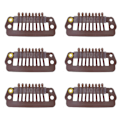 Miniatyrbilde 4 av 8: 50 stk 8 tips 8 tenner snapp kam parykk klips rustfritt stål snap klips med gummi hårgrep for hårforlengelse parykker brun
