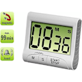 Miniatyrbild 2 av 2: \"Countdown\" kökstimer (med timer- och stoppursfunktion, fästs via magnet, klämma, hållare eller ställ, batteridriven, digital) Vit,