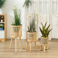 Miniatyrbillede 5 af 6: Vævet urtepotte imiteret rattan plantekasse Høj stue gulvhylder
