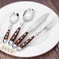 Miniatyrbilde 4 av 4: Elegant Resin Rivets Handle Rustfritt Stål Western Bestikk 4-i-1 Sett - Brun