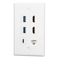 Pikkukuva 7 / 8: 6-porttinen seinälevy 2xHD-multimedialiitäntä 2xUSB3.0 1xType C 1xCat6 Ethernet-seinälevy TV-projektoritietokoneelle