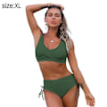 Miniatyrbillede 2 af 5: Trendy Grøn Twist Højtaljet Bikini - 2-delt badedragt til kvinder XL